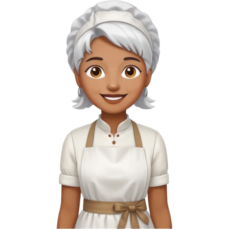 woman, brown skin, white hair, with apron emoji