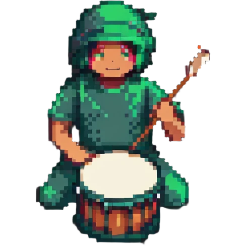 a person beating a drum for sahur in pixel art style emoji