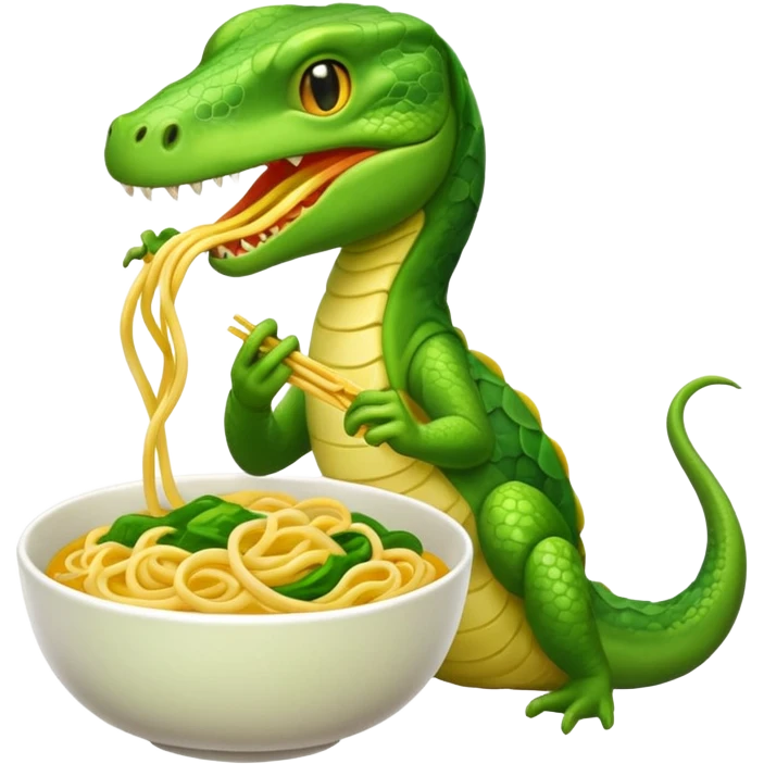 reptile eating noodle emoji