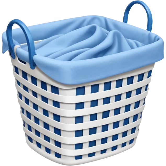 white LAUNDRY BASKET WITH FOLDED blue CLOTHES emoji