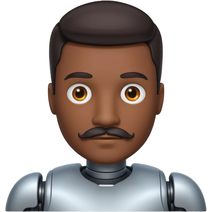 male robot with dark hair with mustache emoji