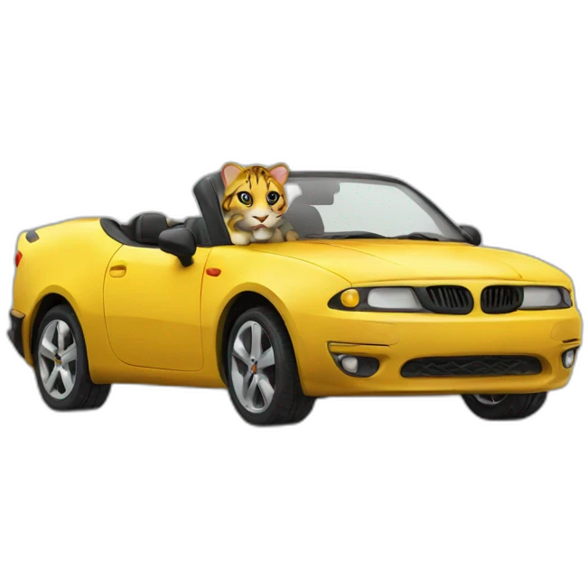 Little car with big cat emoji