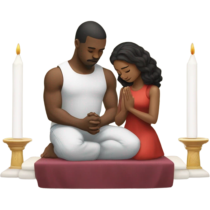 Girl praying with husband at altar  emoji