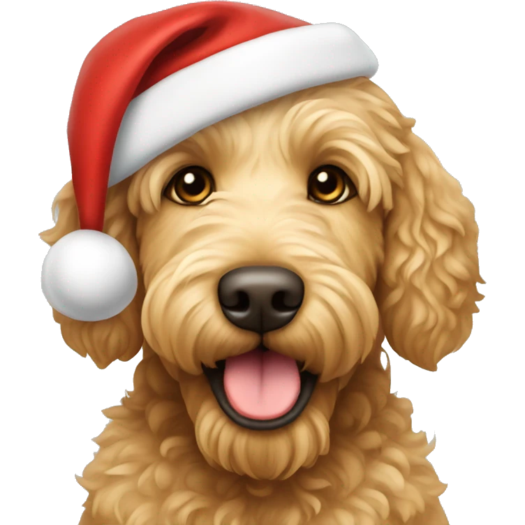Golden Labradoodle in a Santa hat  emoji