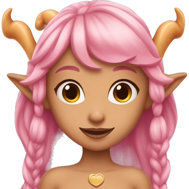 caramel-skinned elf girl with long pink hair emoji