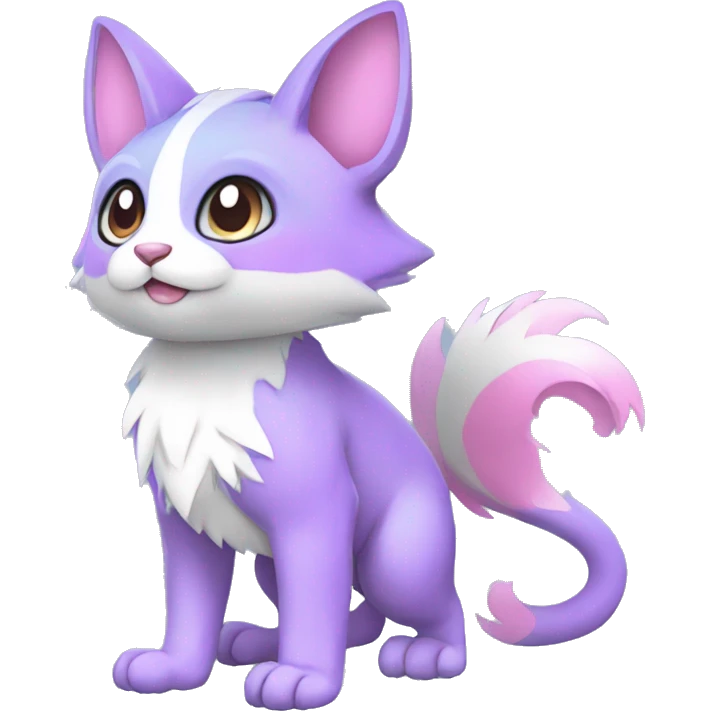 Cute cool white blue purple pink animal hybrid Fakemon full body emoji