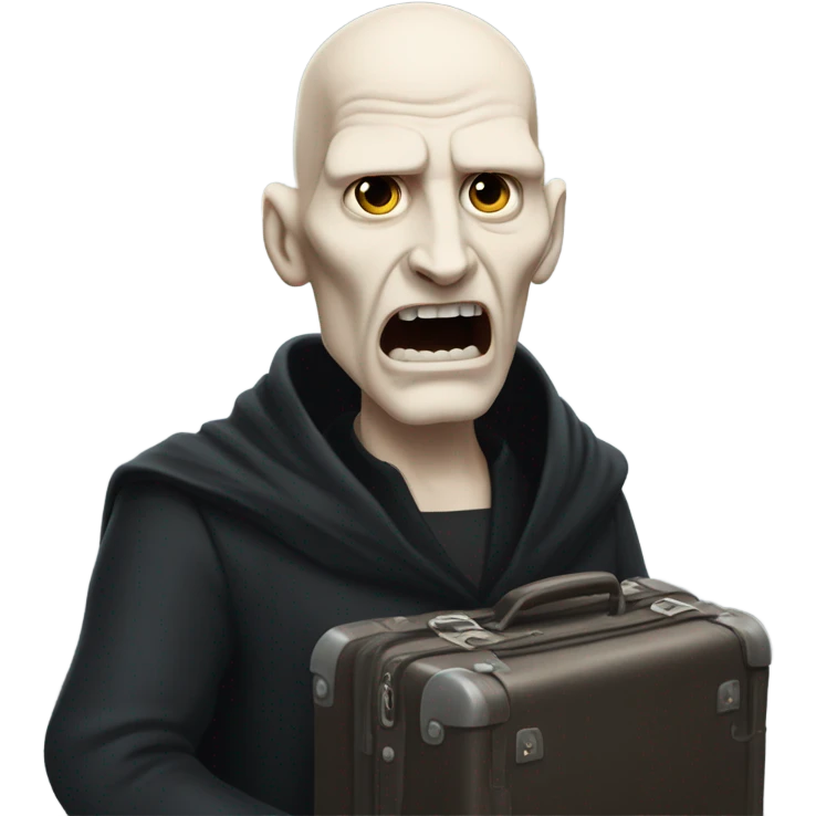 Lord Voldemort running away carrying a suitcase emoji