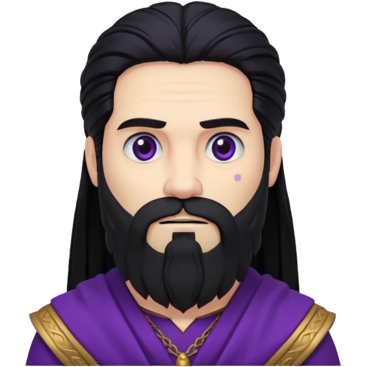 Pluto, Death God from Rome Mythology with long black hair and beard, black and purple outfit emoji