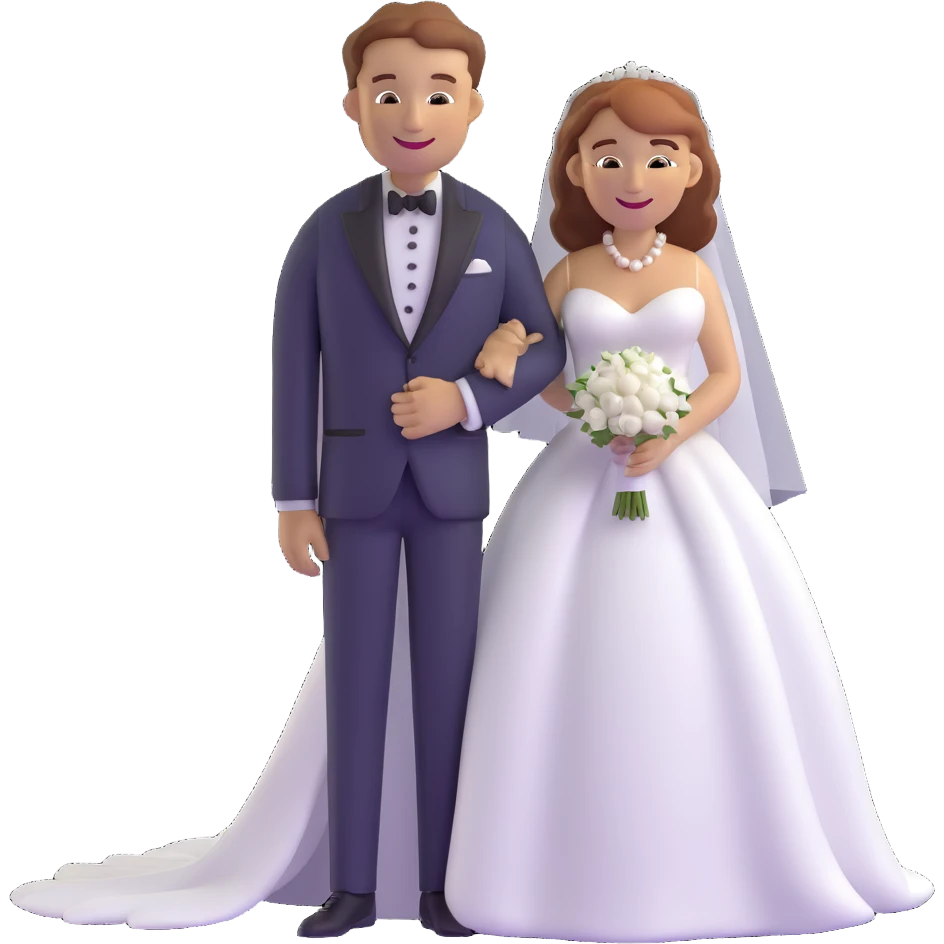 wedding couple with white man with brown hair and white woman with light ginger hair emoji