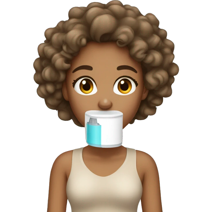 tan girl curly hair using inhaler  emoji