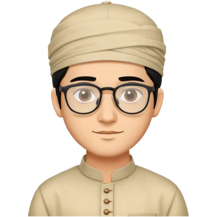 young man with wheatish skin tone, black hair, wearing kurta with rectangle glasses and traditional cap emoji