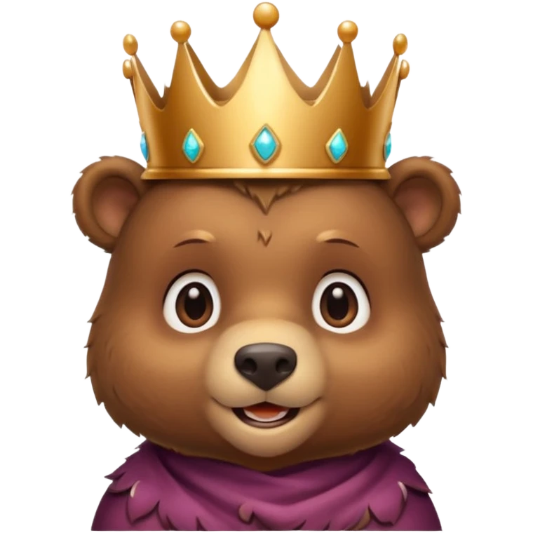 Bear Prince – brown bear cub with a shiny bronze crown, gentle smile. emoji