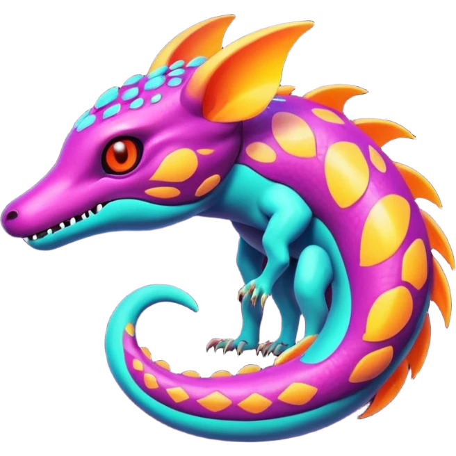 Exotic futuristic lush warm-colored neon Fakémon-creature emoji