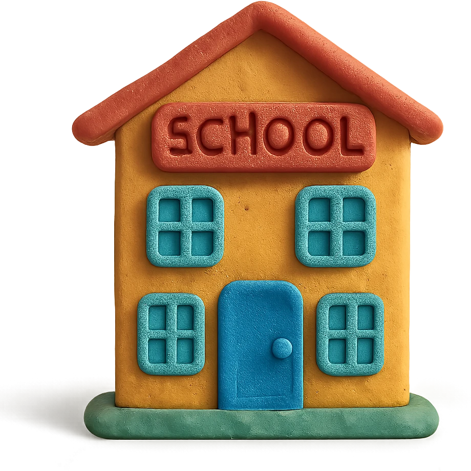 claymation style school building emoji