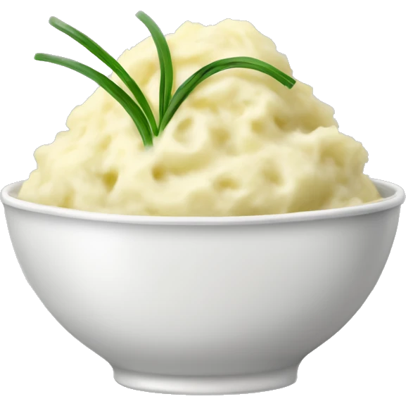 Mashed potatoes in a bowl with chives on top emoji