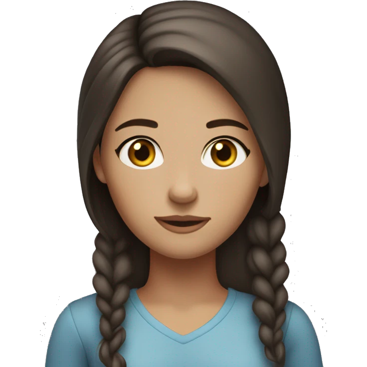 brunette girl with blue-gray eyes, semi-tan skin, and very faint freckles emoji