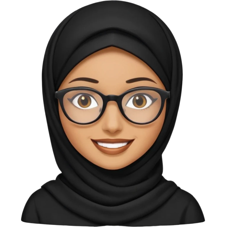 madre con jafas arabe con un panuelo de color negro tapandole todo el cabello emoji