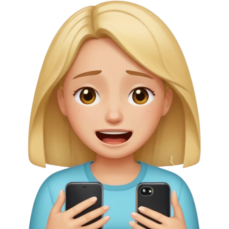 Girl crying laughing at a funny video on her phone emoji
