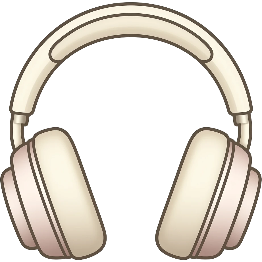 minimal line-art headphones sticker, elegant thin stroke, soft pastel tones, clean vector design, no background, modern aesthetic, 8k emoji