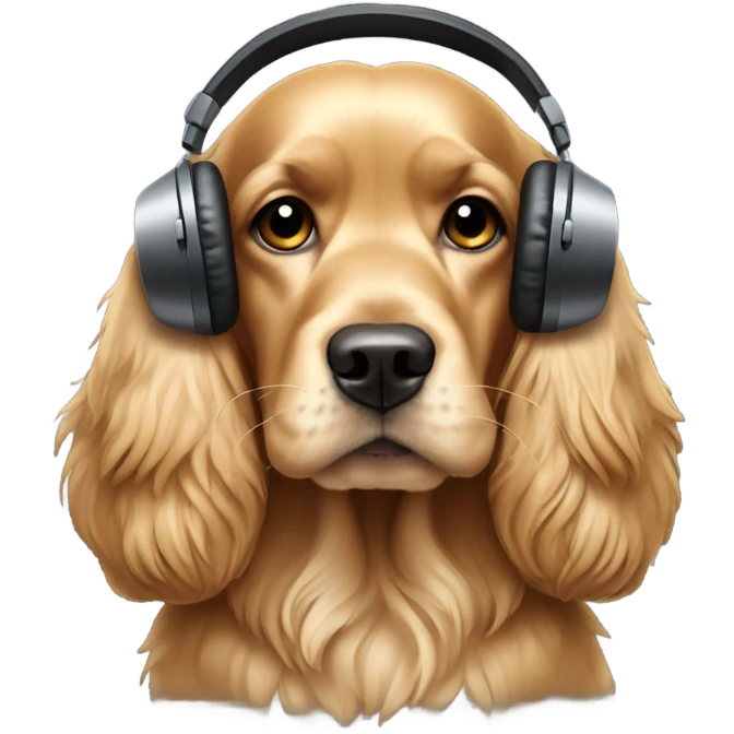 golden cocker spaniel with headphones emoji