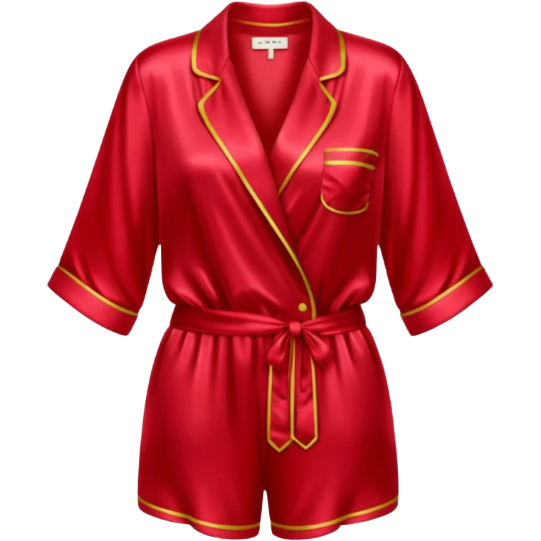 Pijama de satin color cherry emoji