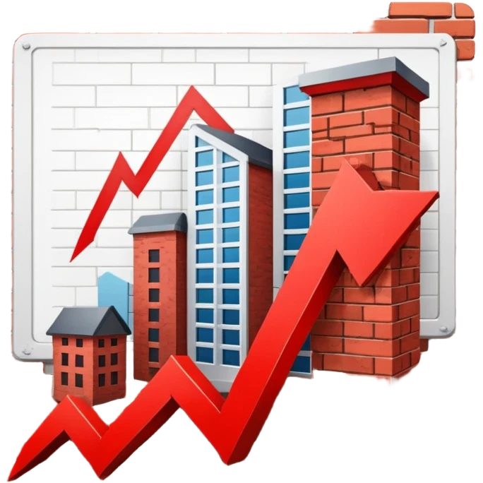 chart with downward trend, with a building behind it emoji
