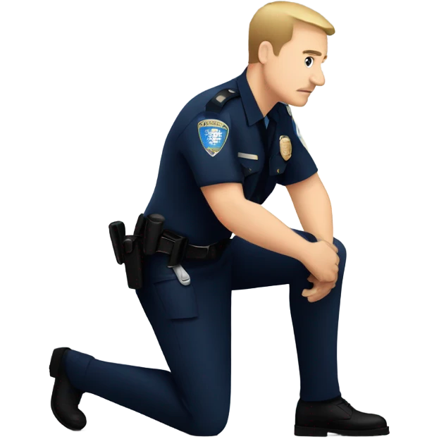 Caucasian Police officer takes a knee emoji