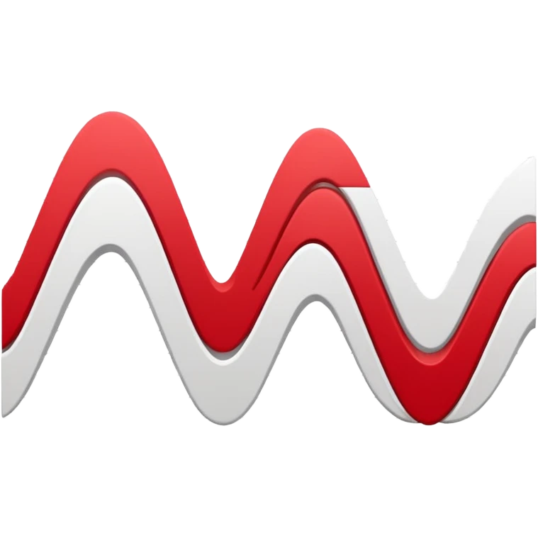 logo on white background showing a waveform morphing into a sheet of text. Clean red and white geometric style, minimal and modern, no text. Represents audio-to-text or video transcription powered by AI emoji