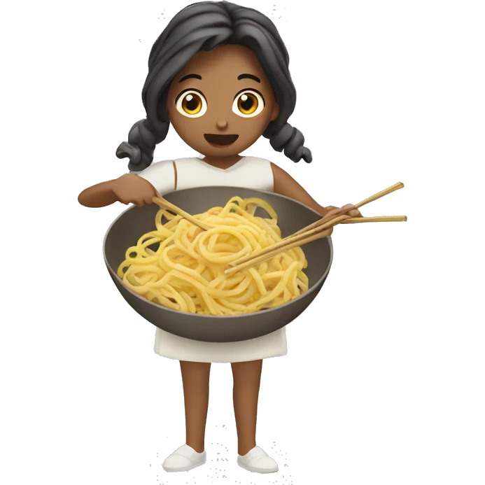 a girl eating roman noodles  emoji