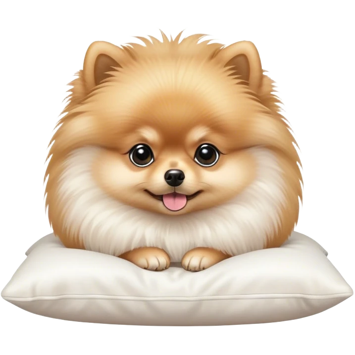 light baby pomeranian on white pillow emoji