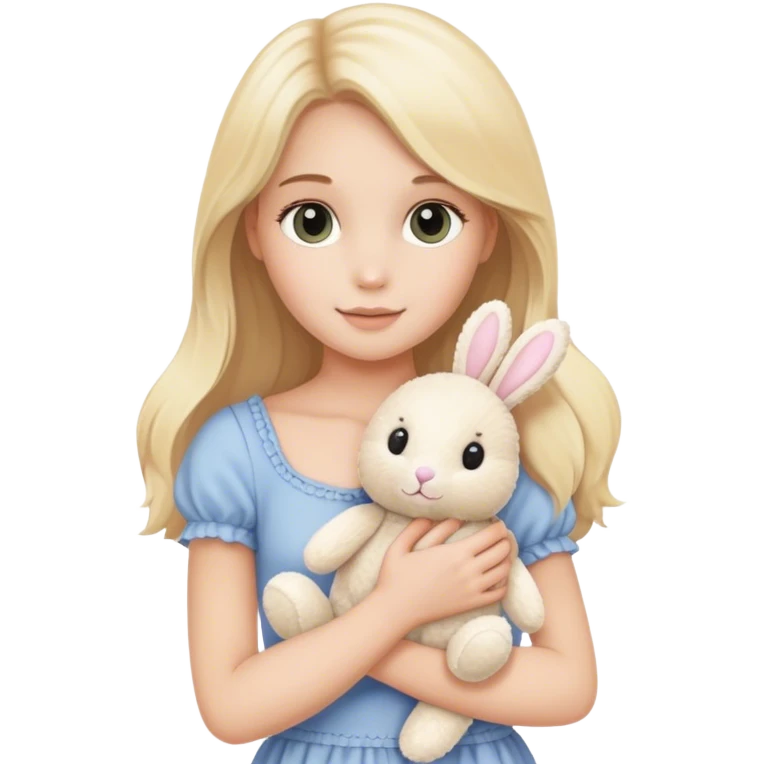 pretty blonde model holding a jellycat bunny stuffed animal emoji