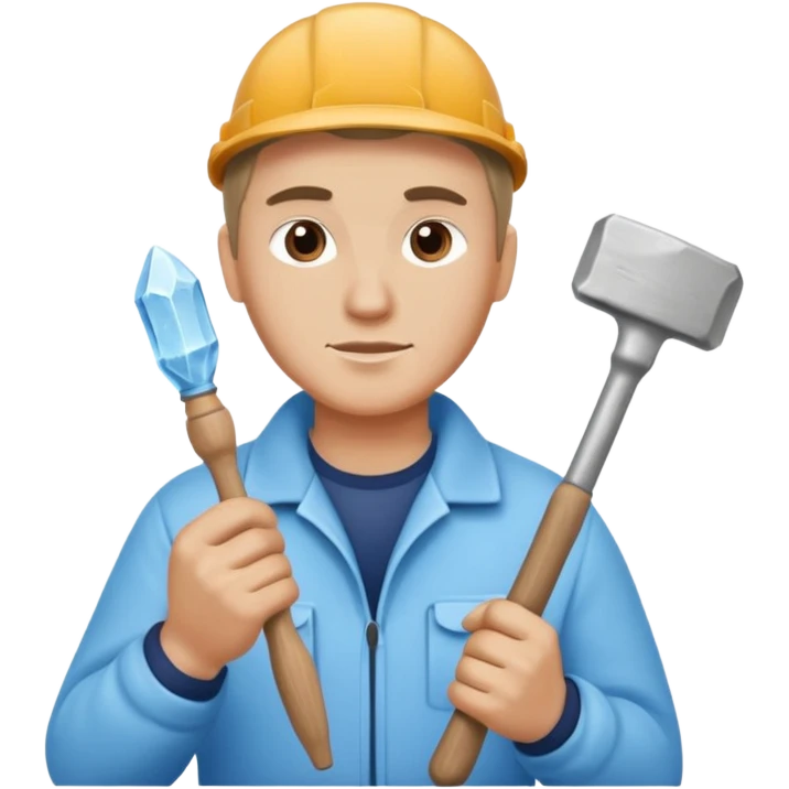 Sculptor with chisel & mallet,Ice Sculptors. emoji