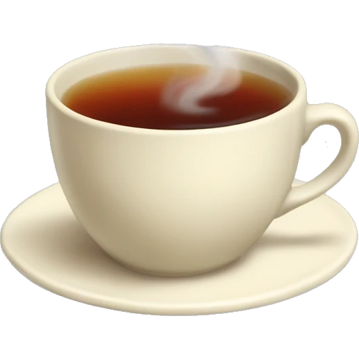Steaming cup of black tea with cream with hearts emerging out of the steam emoji