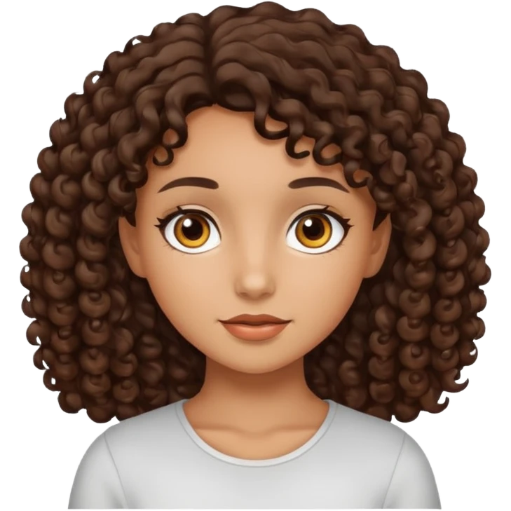 Tan girl with dark brown curly hair emoji