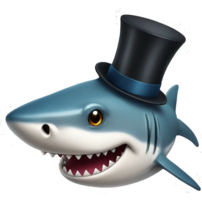 Shark with a top hat emoji