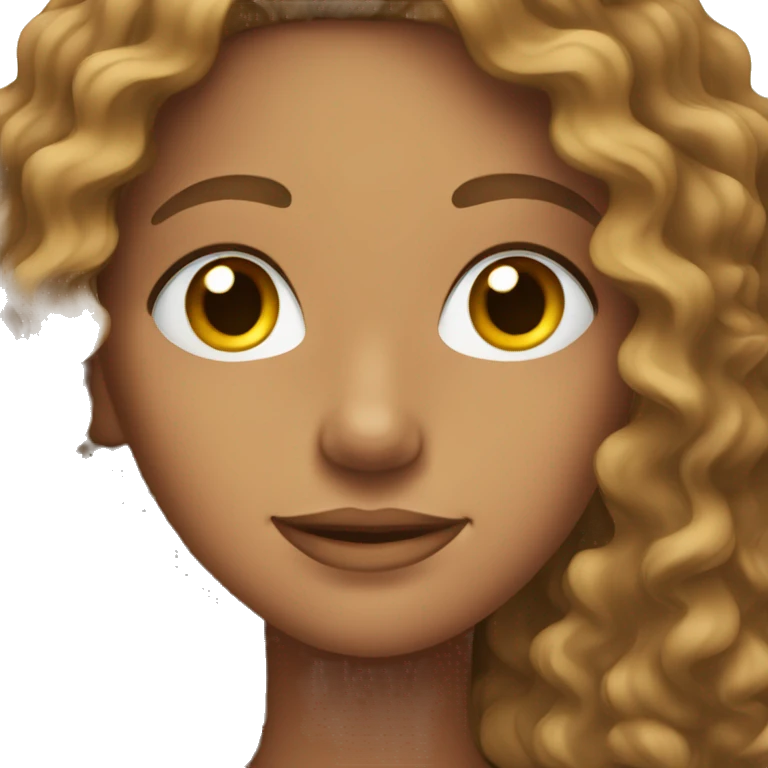 Tan girl with long curly brown hair  emoji