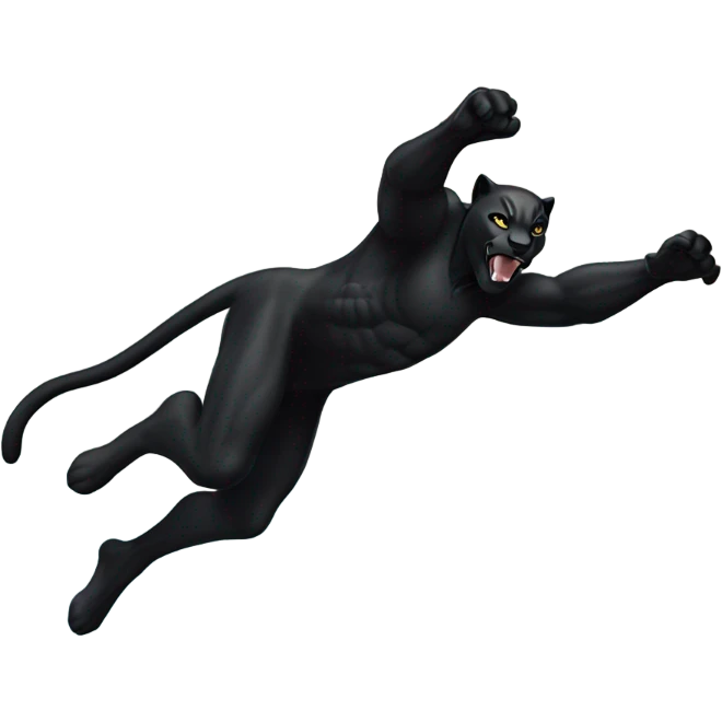 Black panther cliff diving into ocean emoji