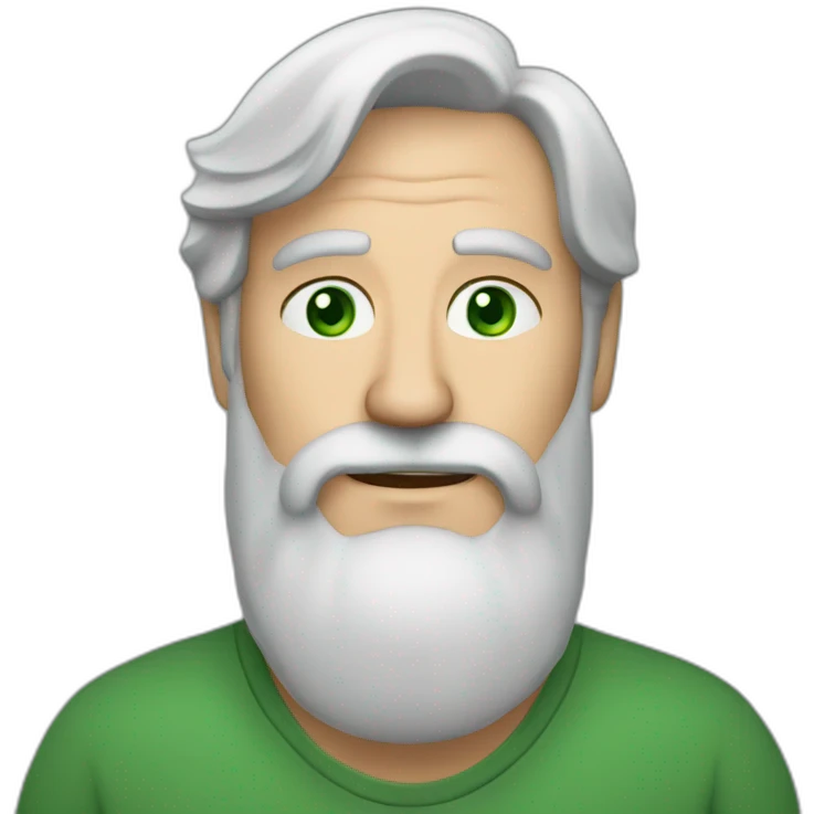 Gray haird 60 years old man with beard and green eyes emoji