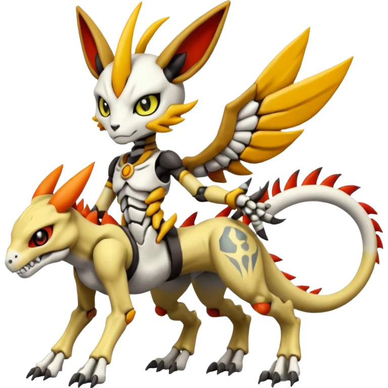 Anthro Digitigrade Cool Badass Skeletal Meloetta-Wargreymon-Renamon-Guilmon-Pokémon-Digimon-Fakémon-fusion-hybrid-creature emoji