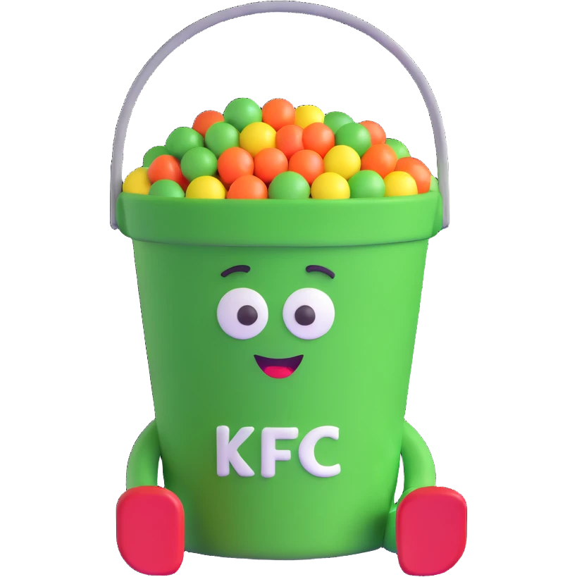 KFC bucket with a green M&M character sitting inside it emoji