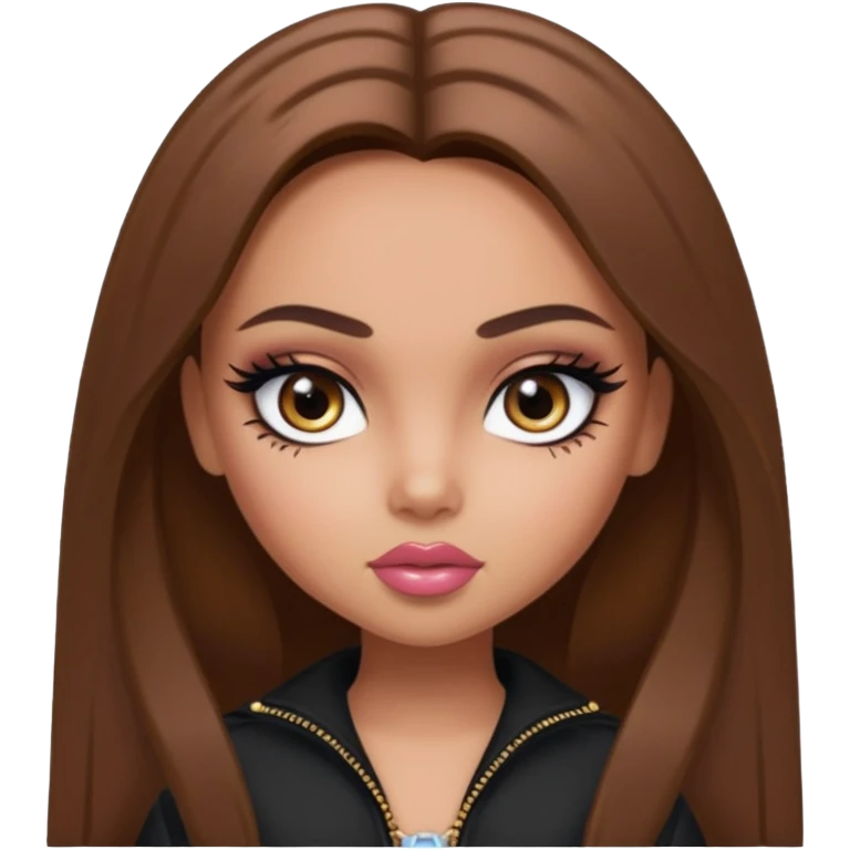 girly bratz baddie, beautiful eyes, eyeliner, medium length straight brown hair emoji