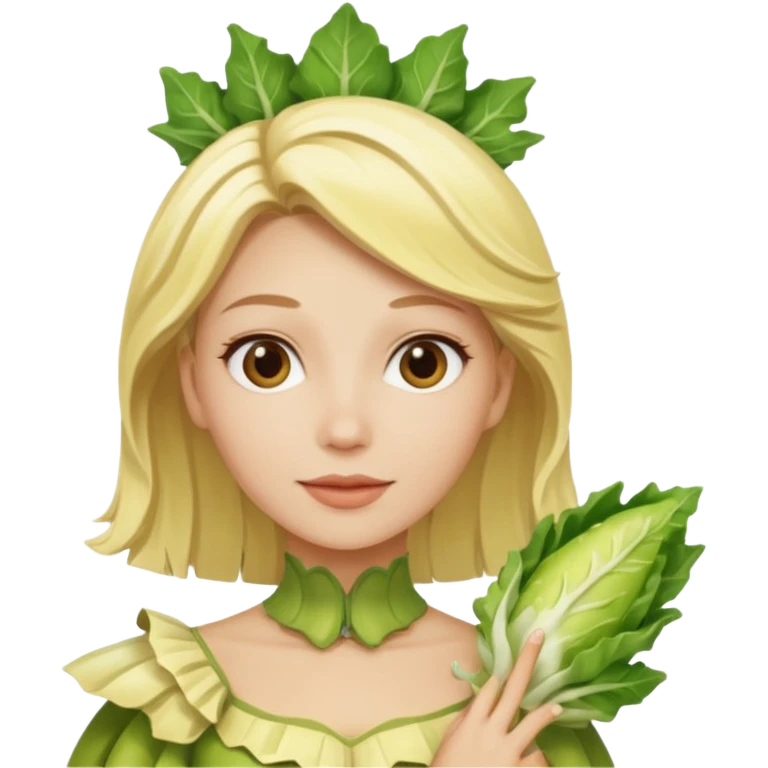 Femme blonde 👩🏼 déguisée en endive emoji