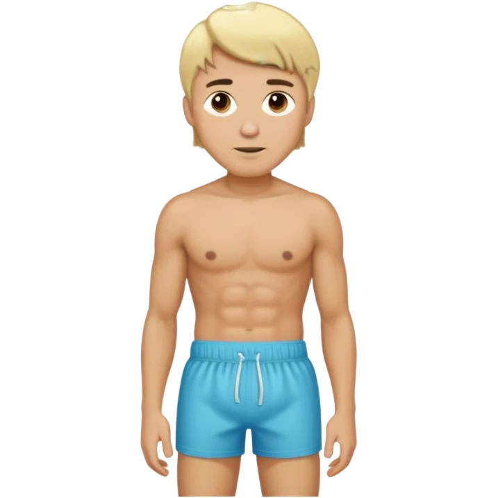 a blonde man with only boxer standing emoji