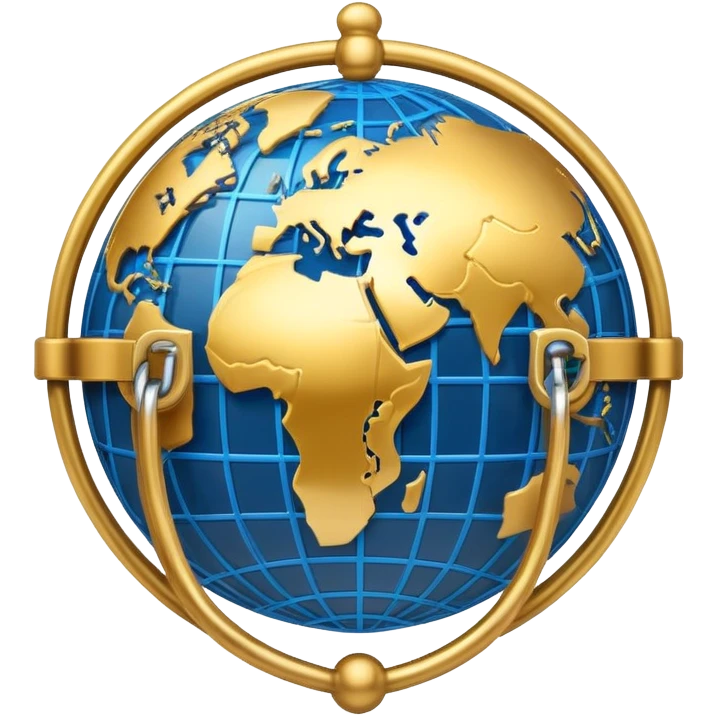 A secure network icon with shield and lock protecting a globe with network connections emoji