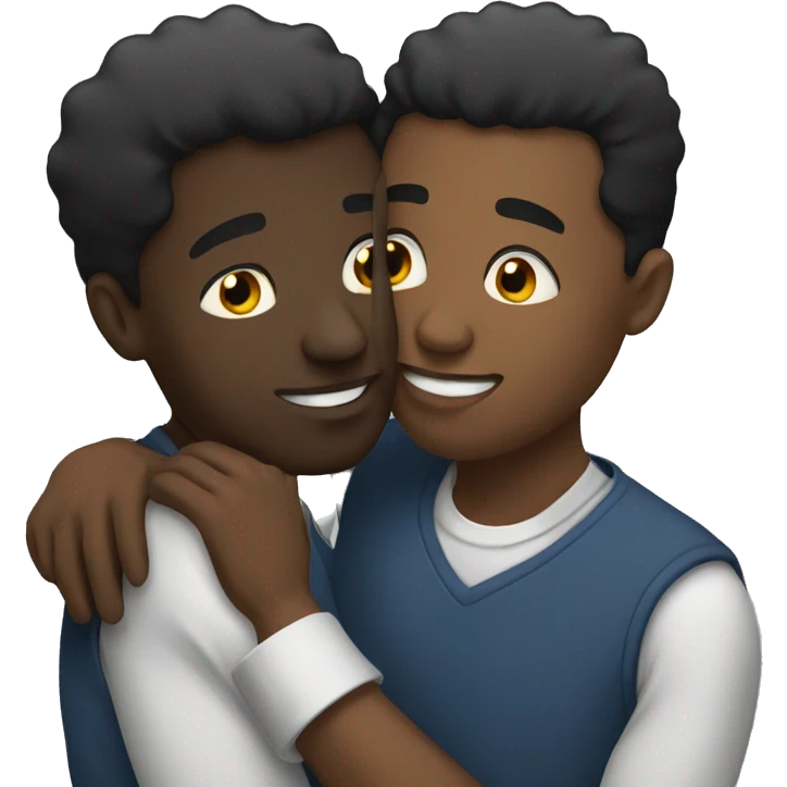 Black men hugging and kissing  emoji