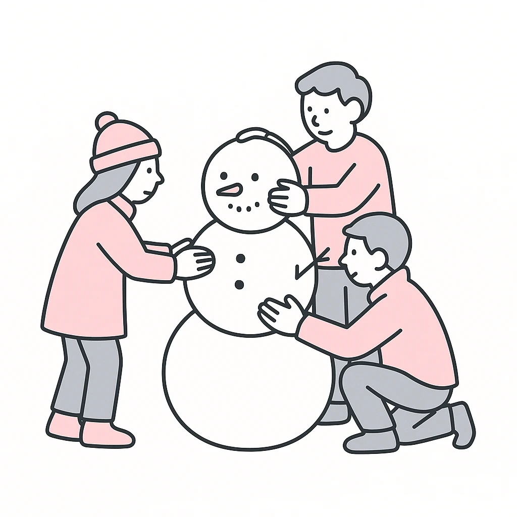 people making a snowman emoji