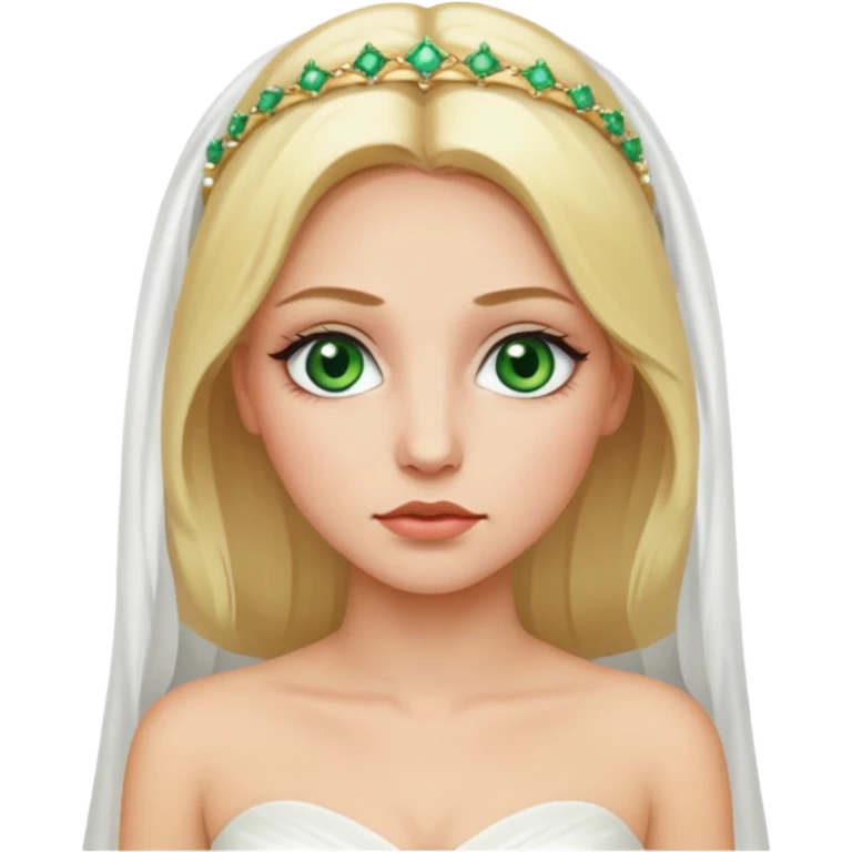 Fille cheuveux blond longt yeux vert  maquiller robe de mariage méttise chronique emoji