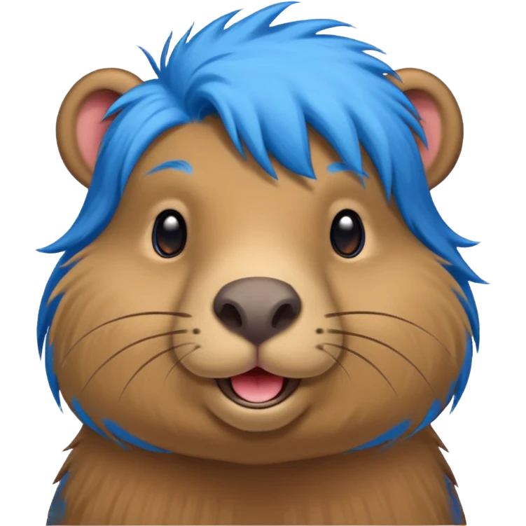 Capybara with blue hair emoji