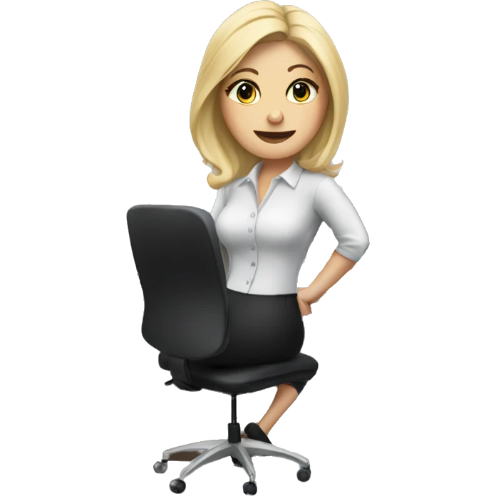 Blonde secretary in leggings at her desk emoji