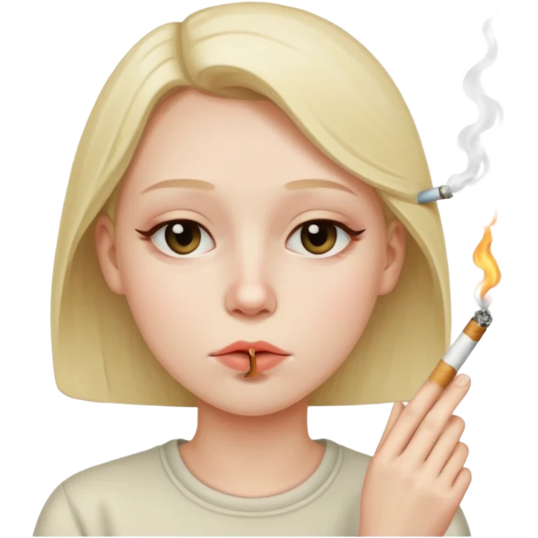 Face with low eyelids and cigarette in mouth  emoji